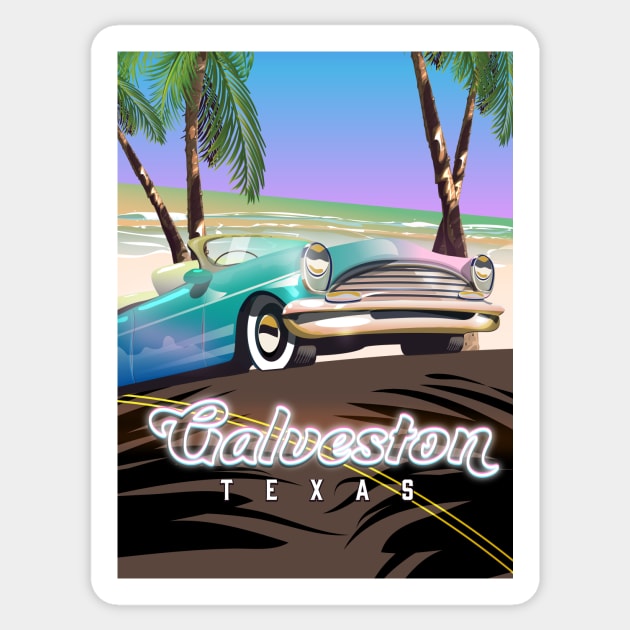 Galveston Texas travel poster Sticker by nickemporium1